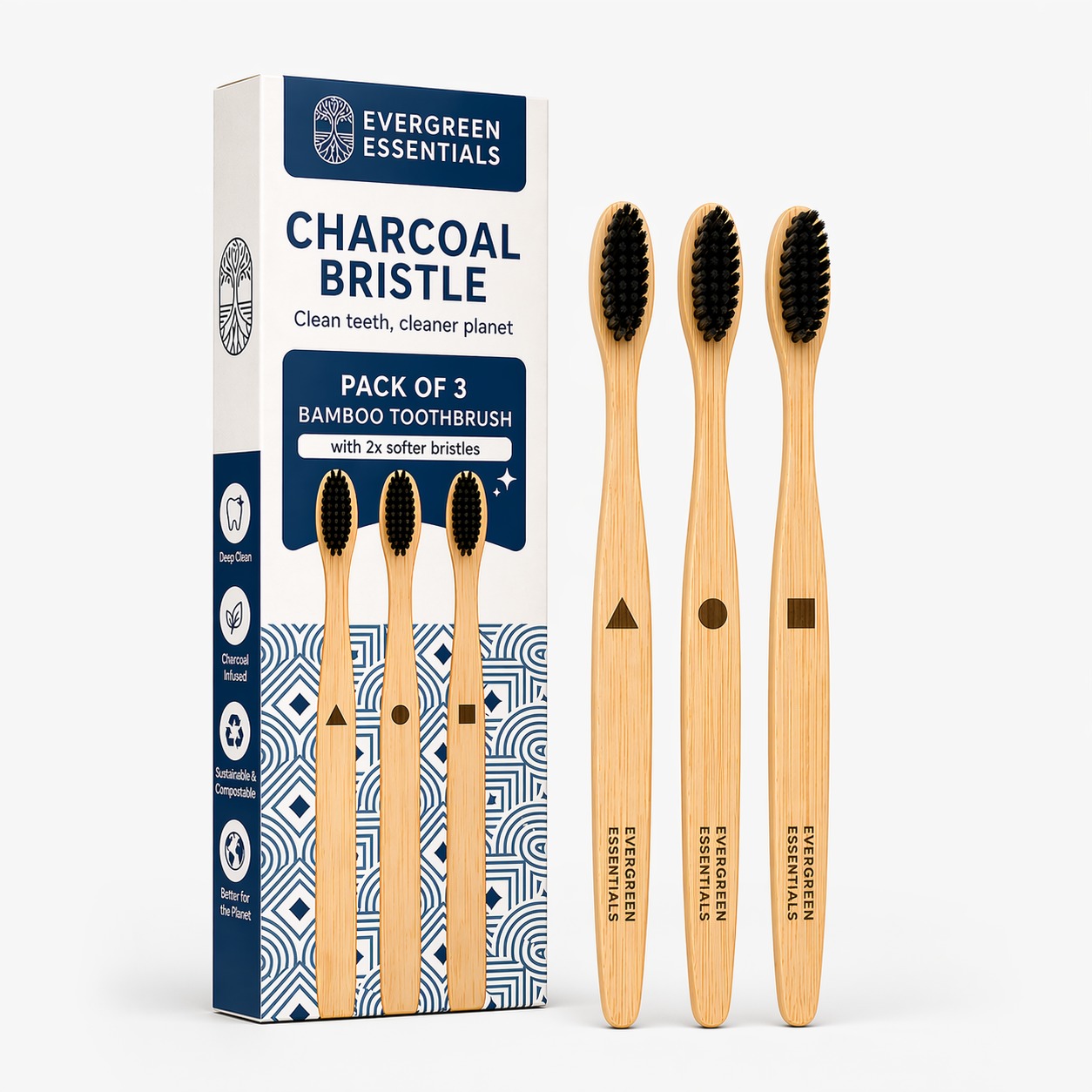 Bamboo Toothbrush Pack of 3